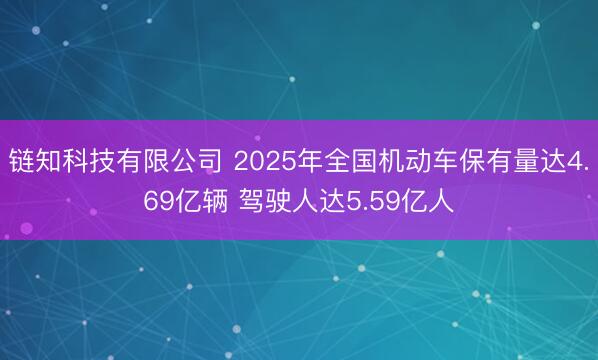 链知科技有限公司 2025年全国机动车保有量达4.69亿辆 驾驶人达5.59亿人