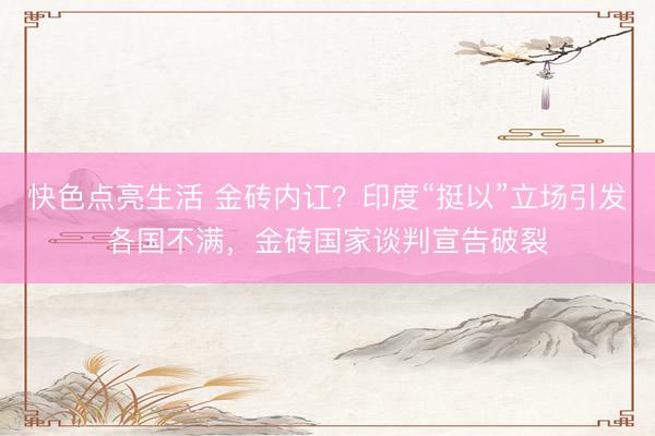 快色点亮生活 金砖内讧？印度“挺以”立场引发各国不满，金砖国家谈判宣告破裂