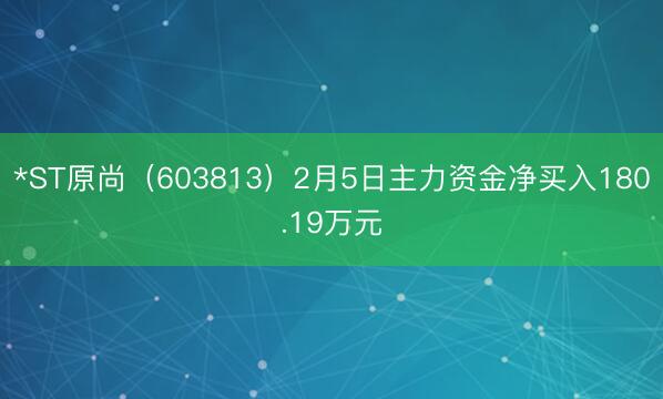 *ST原尚（603813）2月5日主力资金净买入180.19万元