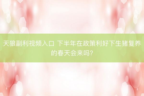 天狼副利视频入口 下半年在政策利好下生猪复养的春天会来吗？