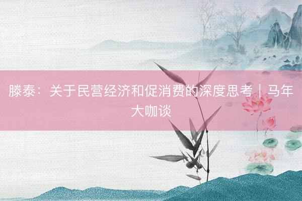 滕泰：关于民营经济和促消费的深度思考︱马年大咖谈