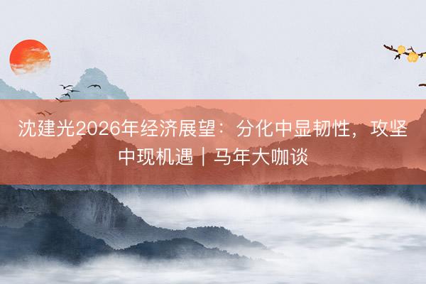 沈建光2026年经济展望：分化中显韧性，攻坚中现机遇︱马年大咖谈