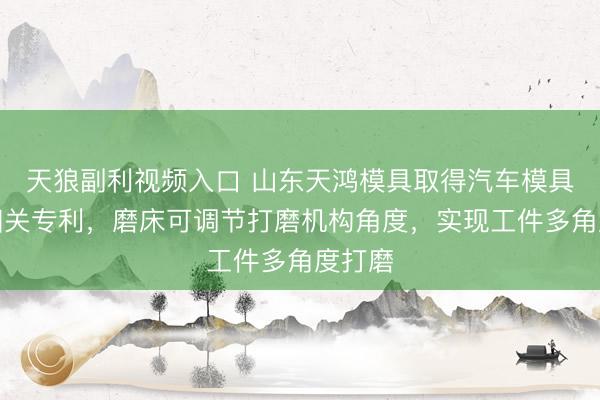 天狼副利视频入口 山东天鸿模具取得汽车模具磨床相关专利，磨床可调节打磨机构角度，实现工件多角度打磨