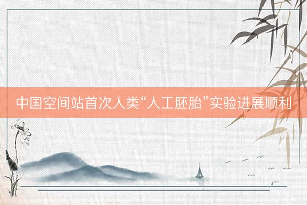 中国空间站首次人类“人工胚胎”实验进展顺利