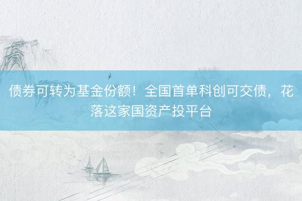 债券可转为基金份额！全国首单科创可交债，花落这家国资产投平台