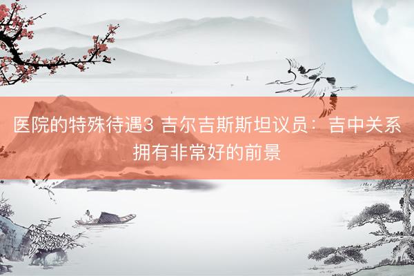 医院的特殊待遇3 吉尔吉斯斯坦议员：吉中关系拥有非常好的前景