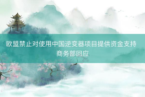 欧盟禁止对使用中国逆变器项目提供资金支持 商务部回应