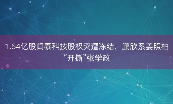 1.54亿股闻泰科技股权突遭冻结，鹏欣系姜照柏“开撕”张学政