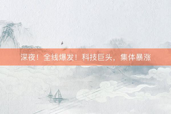 深夜！全线爆发！科技巨头，集体暴涨