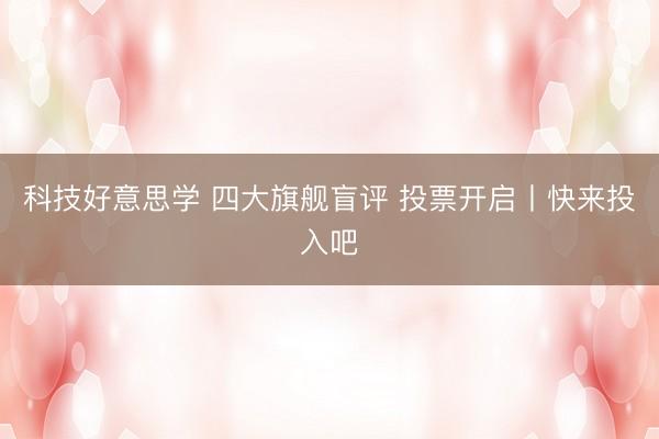 科技好意思学 四大旗舰盲评 投票开启丨快来投入吧
