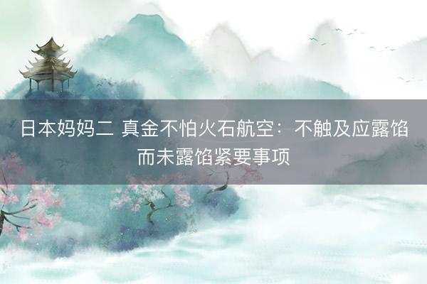 日本妈妈二 真金不怕火石航空:不触及应露馅而未露馅紧要事项