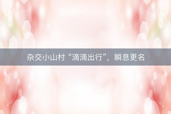 杂交小山村 “滴滴出行”，瞬息更名