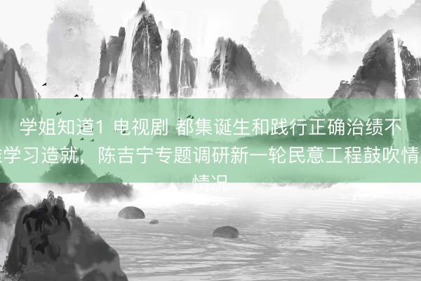 学姐知道1 电视剧 都集诞生和践行正确治绩不雅学习造就，陈吉宁专题调研新一轮民意工程鼓吹情况