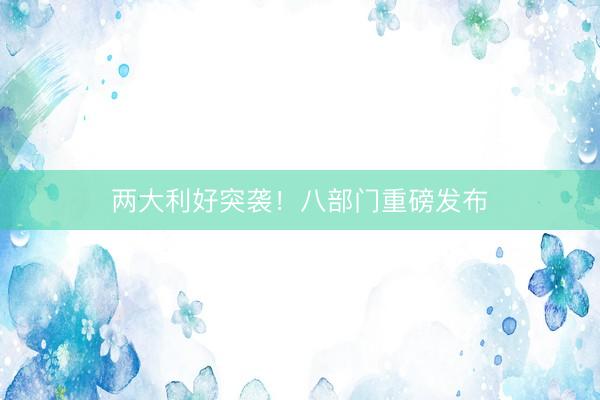 两大利好突袭！八部门重磅发布